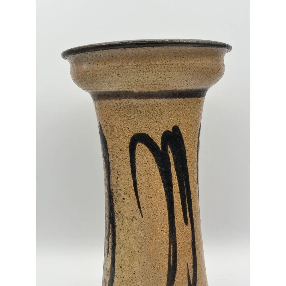 Vintage Brian‎ Van Nostrand Signed Stoneware Vase 10.5
